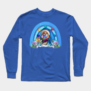 Cute Gnome Rainbow Autism Awareness Easter Day 2024 Long Sleeve T-Shirt